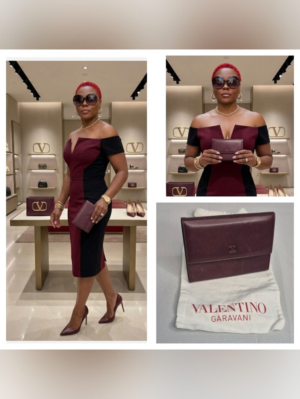 Valentino Garavani Burgundy Folded Leather Wallet NWOT